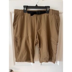 Columbia Mens Omni-Shield Hiking Shorts Khaki Size 34W 12L Cargo Belted XO0064